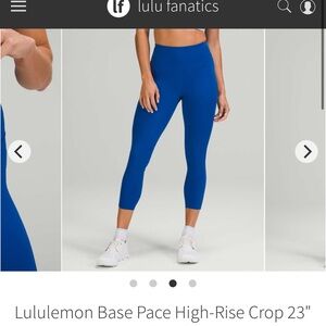 Lululemon Base Pace High-Rise Crop 23" Symphony Blue NWT size 4